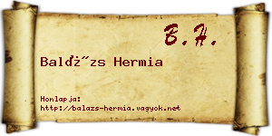 Balázs Hermia névjegykártya